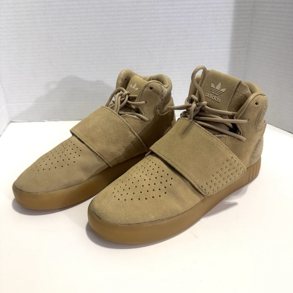 New Adidas Tubular Invader Suede Leather Sneakers Women US 6 Brown Casual